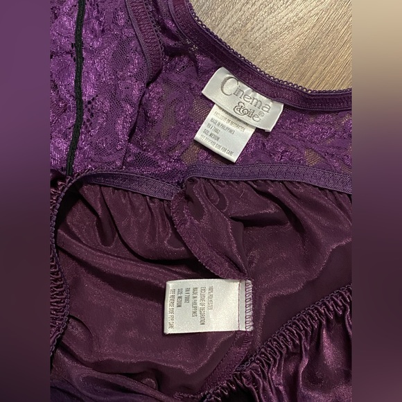 Women’s Cinema Etoile Purple Satin & Lace Sleepwear Set M - Picture 11 of 12